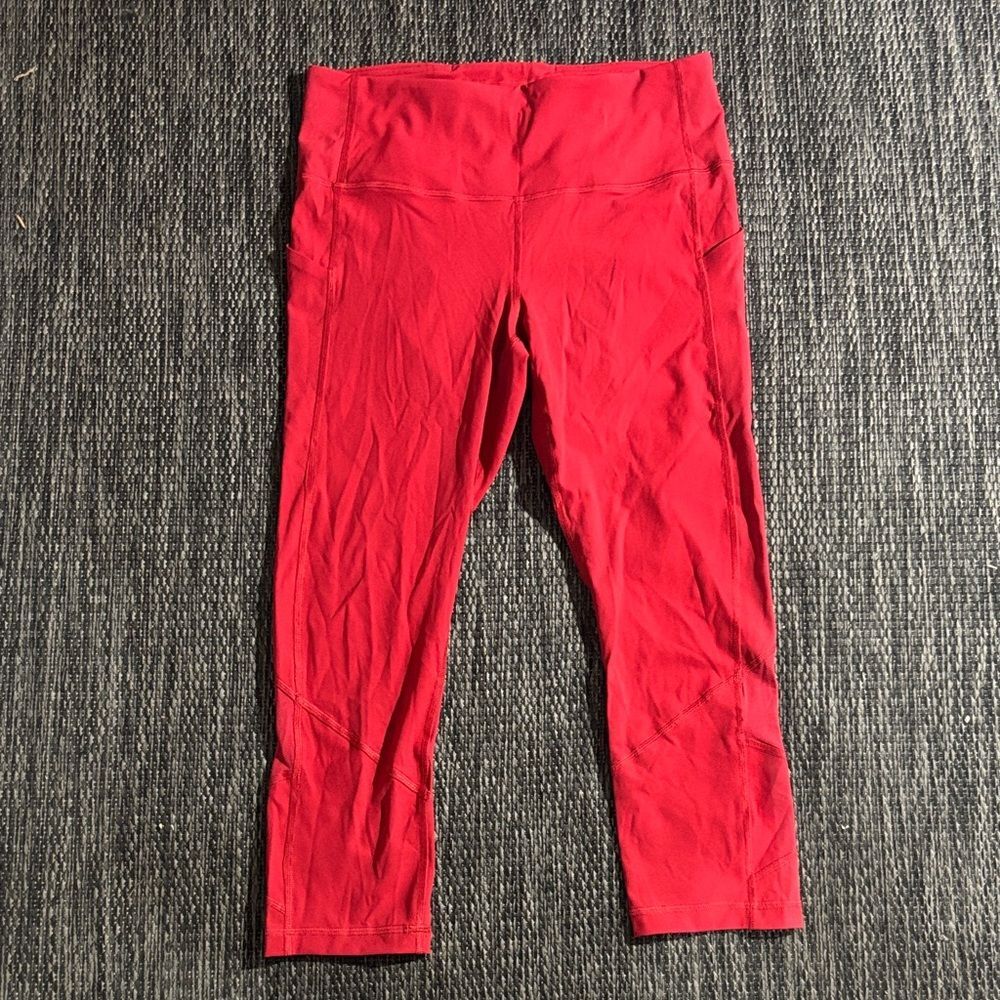 Lululemon Pace Rival High Rise Crop Legging 22.5” Luxtreme Mesh Dark Red Size 8